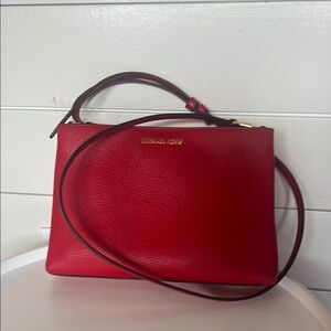 NWT Michael Kors Red Leather Crossbody Bag